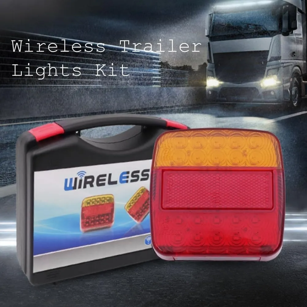 Car LED Trailer Lights, Wireless Trailer Lights Magnetic, IP67 Waterproof Wireless Trailer Light Kit, 100ft Range Rechargeable Heavy-Duty LED Tail Light for Truck,Rv Camper, Boat, Caravan (1)