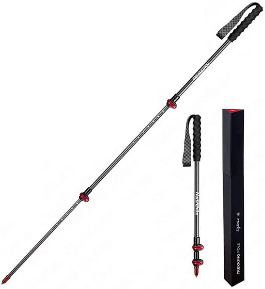 Carbon Fiber Trekking Poles – Ultralight Collapsible Hiking Walking Poles with Adjustable Quick Lock, Expandable to 51.1", Durable Tungsten Steel Tip – 1-Piece Pack (Red, 130cm)