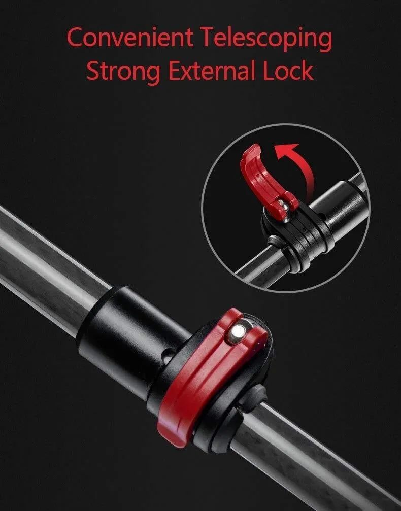 Carbon Fiber Trekking Poles – Ultralight Collapsible Hiking Walking Poles with Adjustable Quick Lock, Expandable to 51.1", Durable Tungsten Steel Tip – 1-Piece Pack (Red, 130cm)