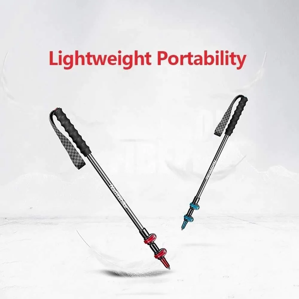 Carbon Fiber Trekking Poles – Ultralight Collapsible Hiking Walking Poles with Adjustable Quick Lock, Expandable to 51.1", Durable Tungsten Steel Tip – 1-Piece Pack (Red, 130cm)