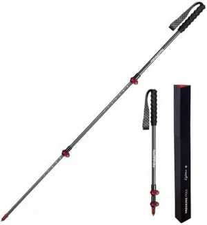 Carbon Fiber Trekking Poles – Ultralight Collapsible Hiking Walking Poles with Adjustable Quick Lock, Expandable to 51.1", Durable Tungsten Steel Tip – 1-Piece Pack (Red, 130cm)