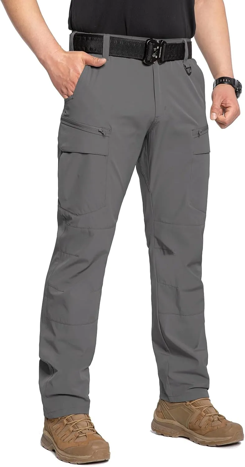 CARWORNIC Men's Quick Dry Tactical Hiking Pants Flex Water Resistant Lightweight Outdoor Fishing Cargo Work Pants 9 Pockets