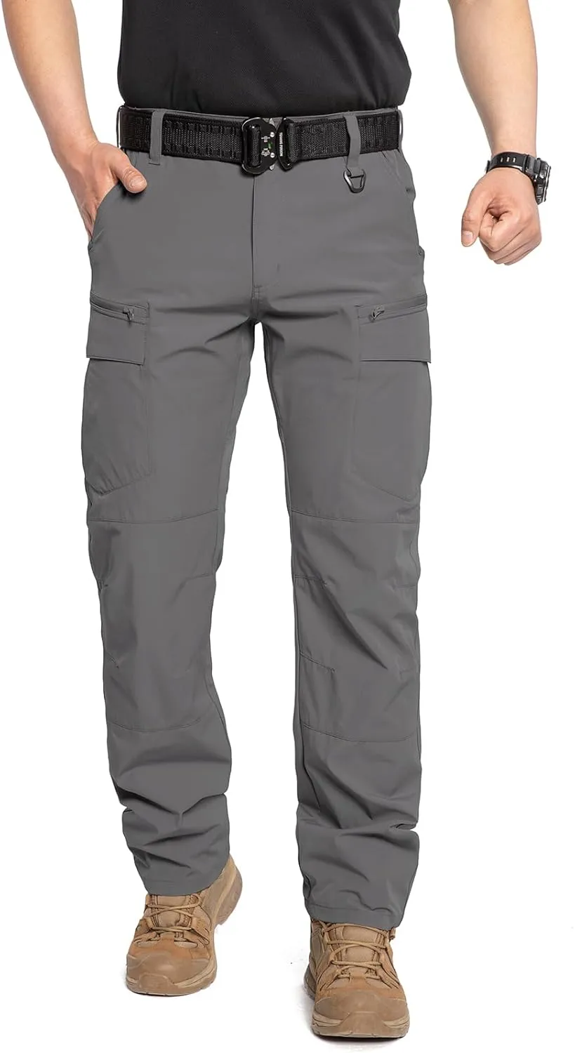 CARWORNIC Men's Quick Dry Tactical Hiking Pants Flex Water Resistant Lightweight Outdoor Fishing Cargo Work Pants 9 Pockets