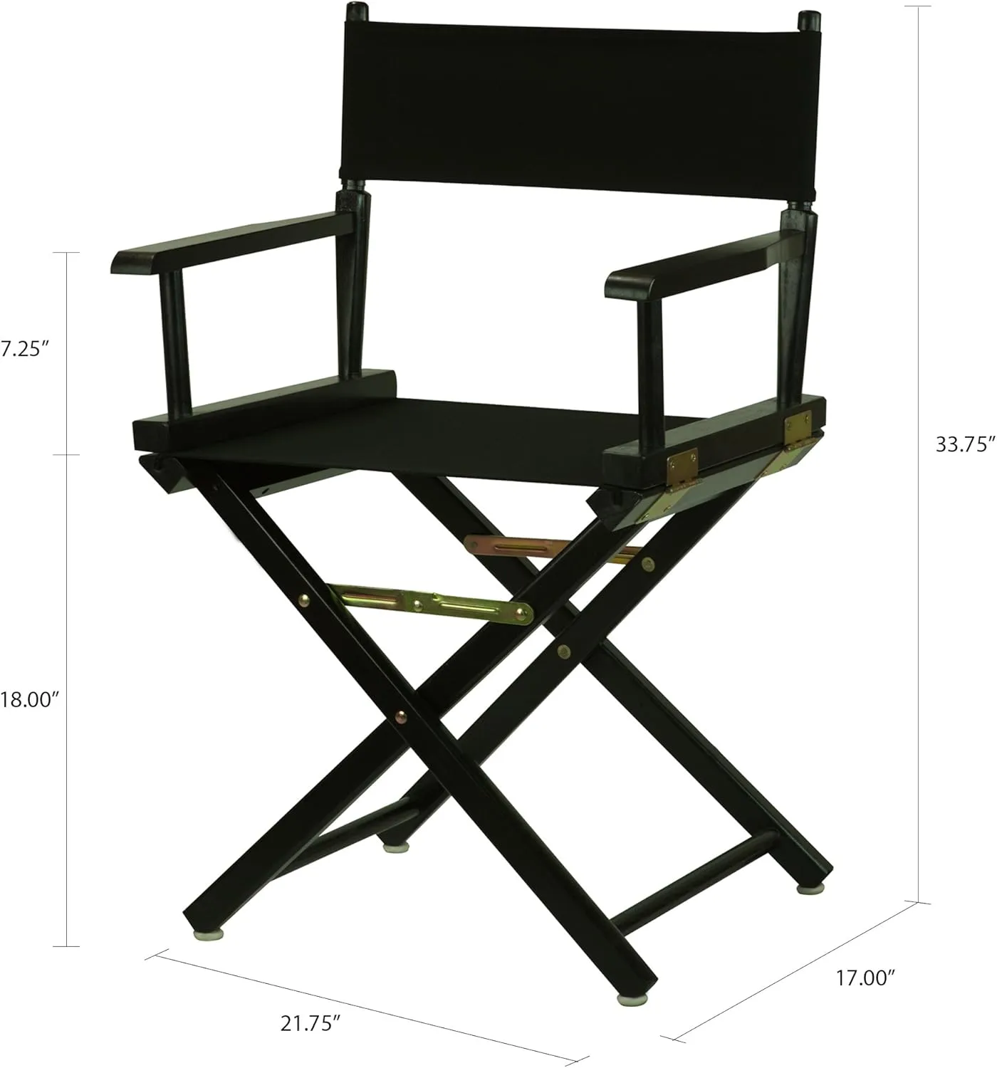 Casual Home Director's Chair ,Black Frame/Black Canvas,18" - Classic Height