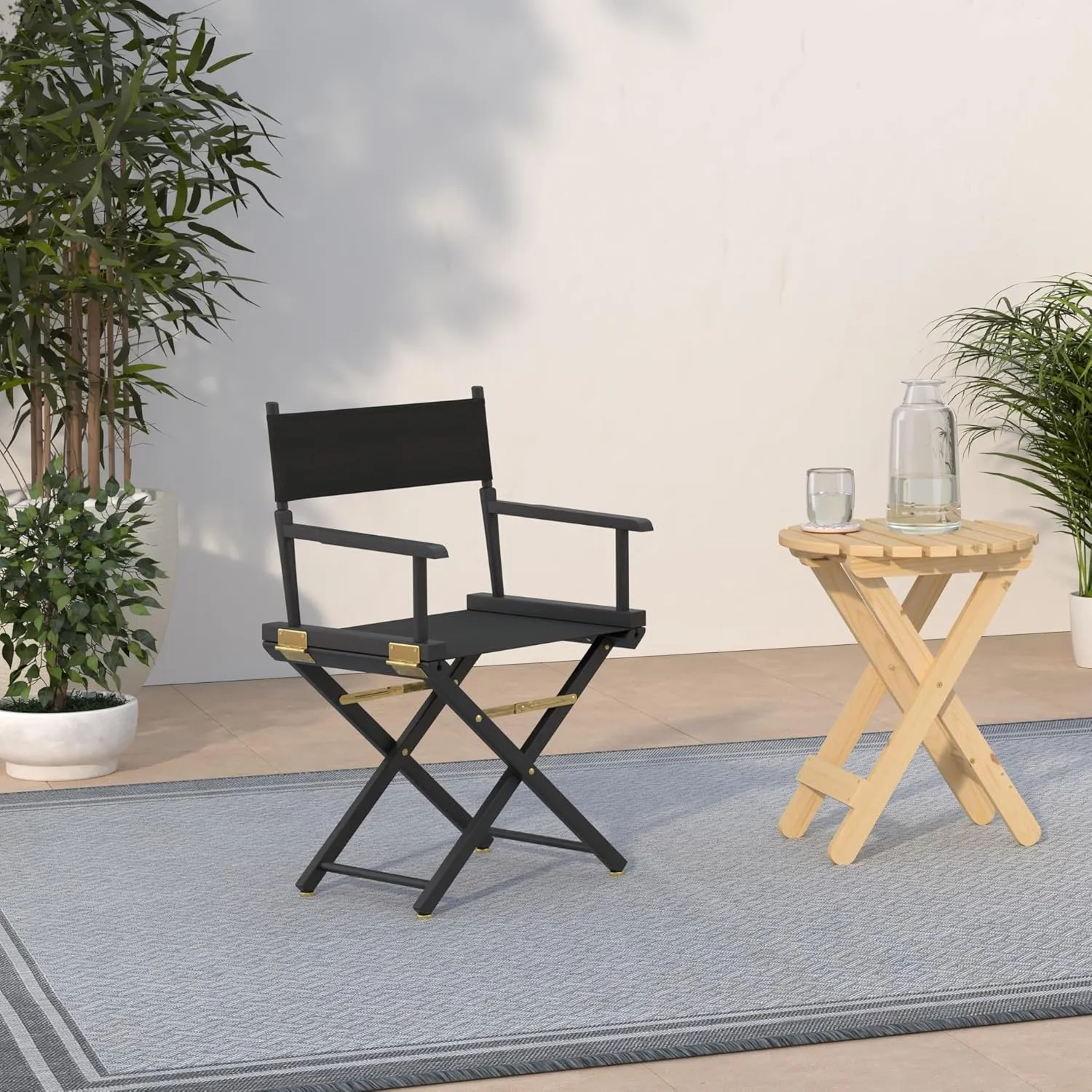 Casual Home Director's Chair ,Black Frame/Black Canvas,18" - Classic Height