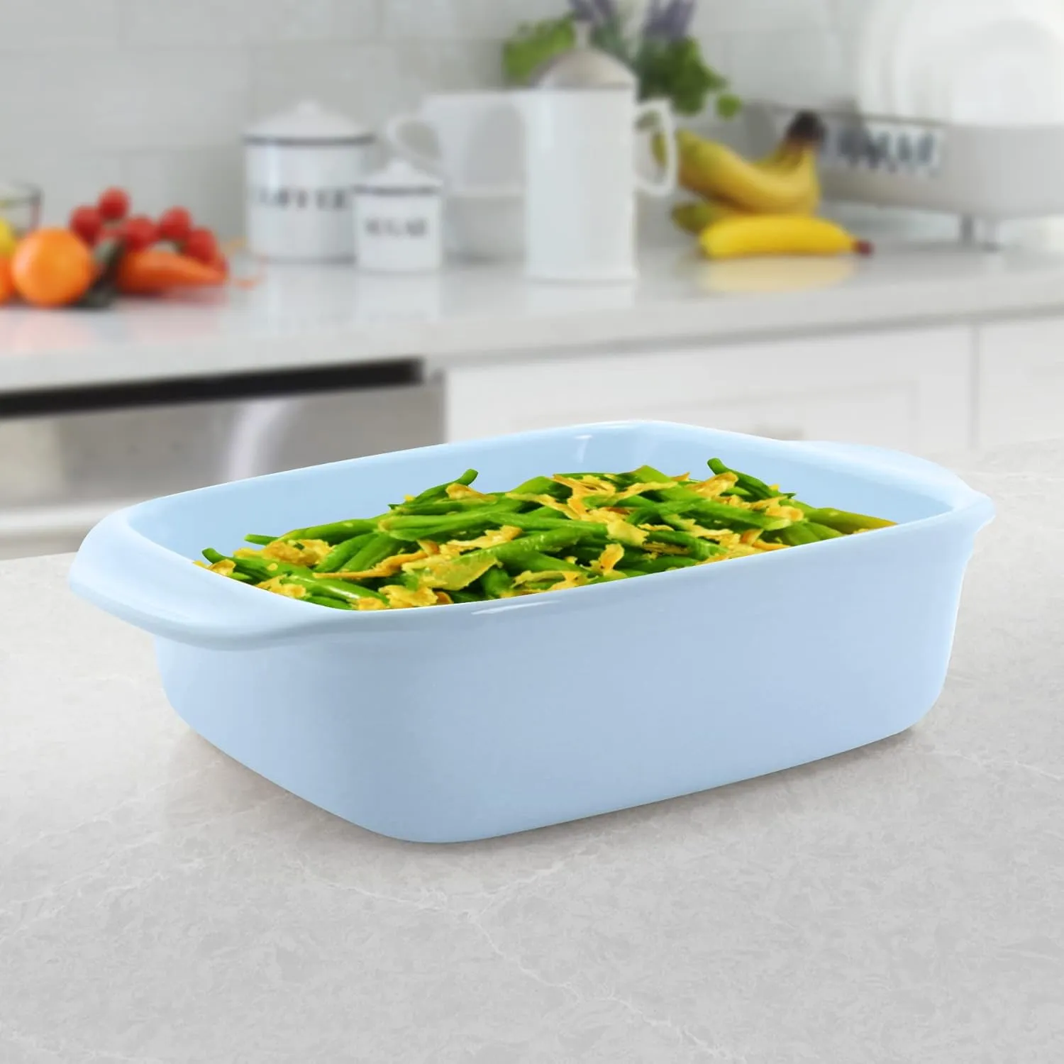 Chantal Classic 8 inch Ceramic Square Baker, 2 quart, Glacier Blue