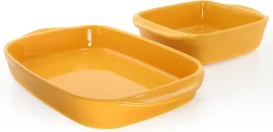Chantal Classic Ceramic 2-pc Simple Baker's Set, 8" Sq Baker & 13" x 9" Rect Baker, Marigold Yellow 2 pc Baker Set 93A-2033 MY