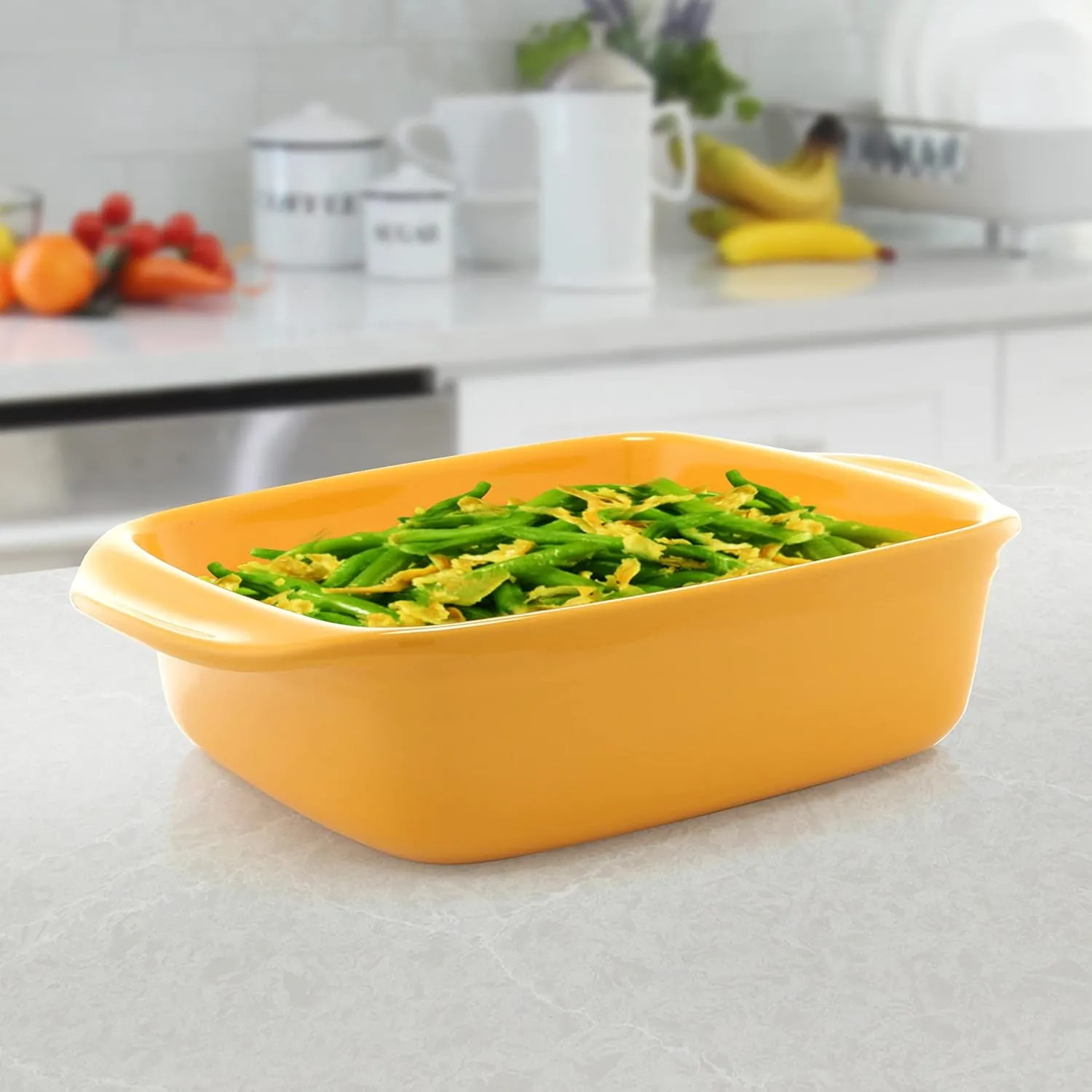 Chantal Classic Ceramic 2-pc Simple Baker's Set, 8" Sq Baker & 13" x 9" Rect Baker, Marigold Yellow 2 pc Baker Set 93A-2033 MY