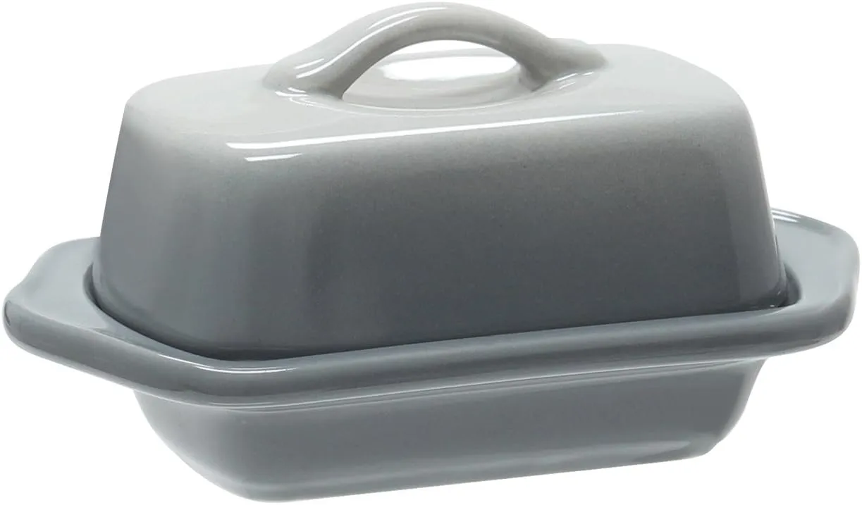Chantal Covered Dish, Mini Butter, Fade Grey