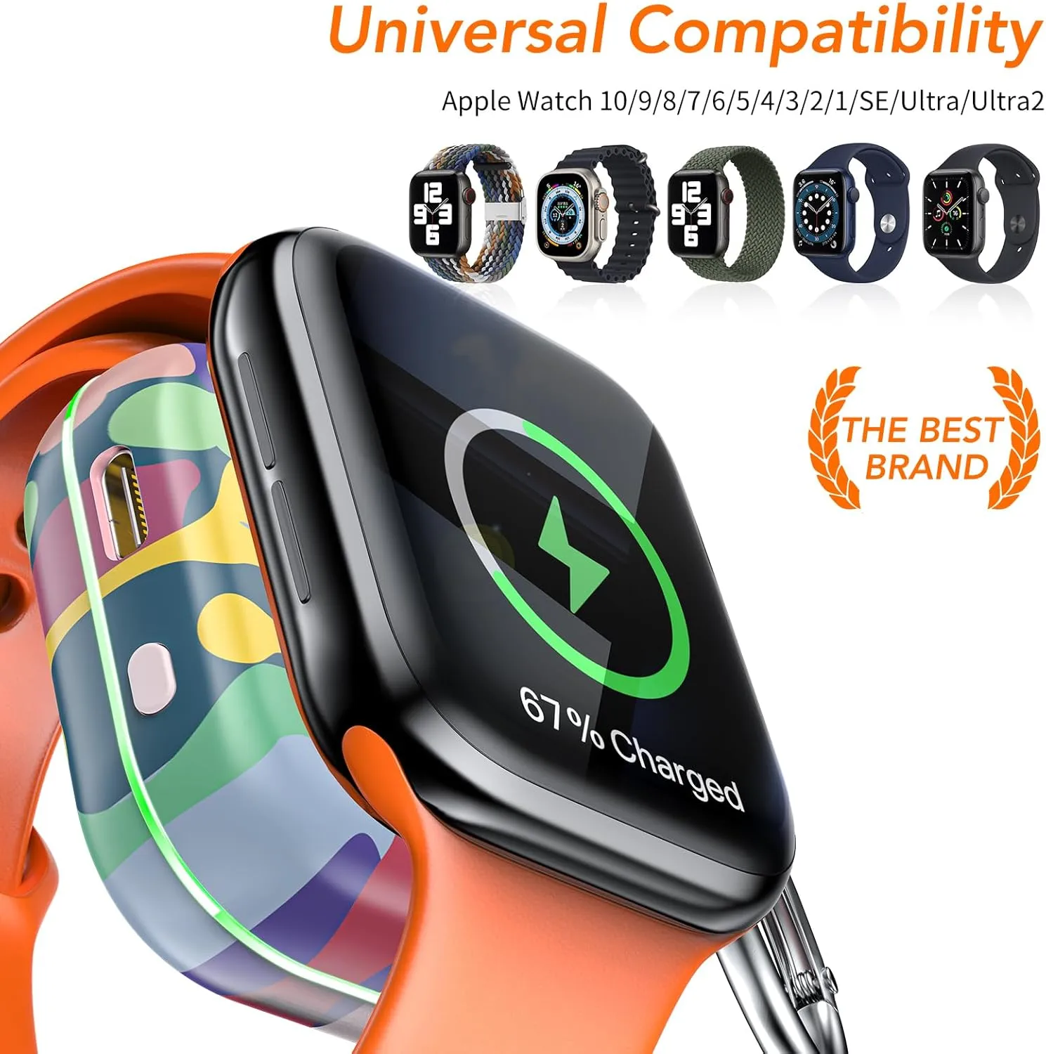Charger for Apple Watch Portable iWatch Wireless Charger,Compact Magnetic iWatch Chargers 1200mAh Power Bank Keychain Gift Your Mother Girl Birthday for Apple Watch10/ 9/8/7/6/SE/5/4/3/2/Ultra/Ultra 2