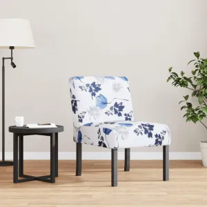Charming Slipper Chair for Cozy Comfort, Floral Fabric Design, Relaxing in Style, Blue and White