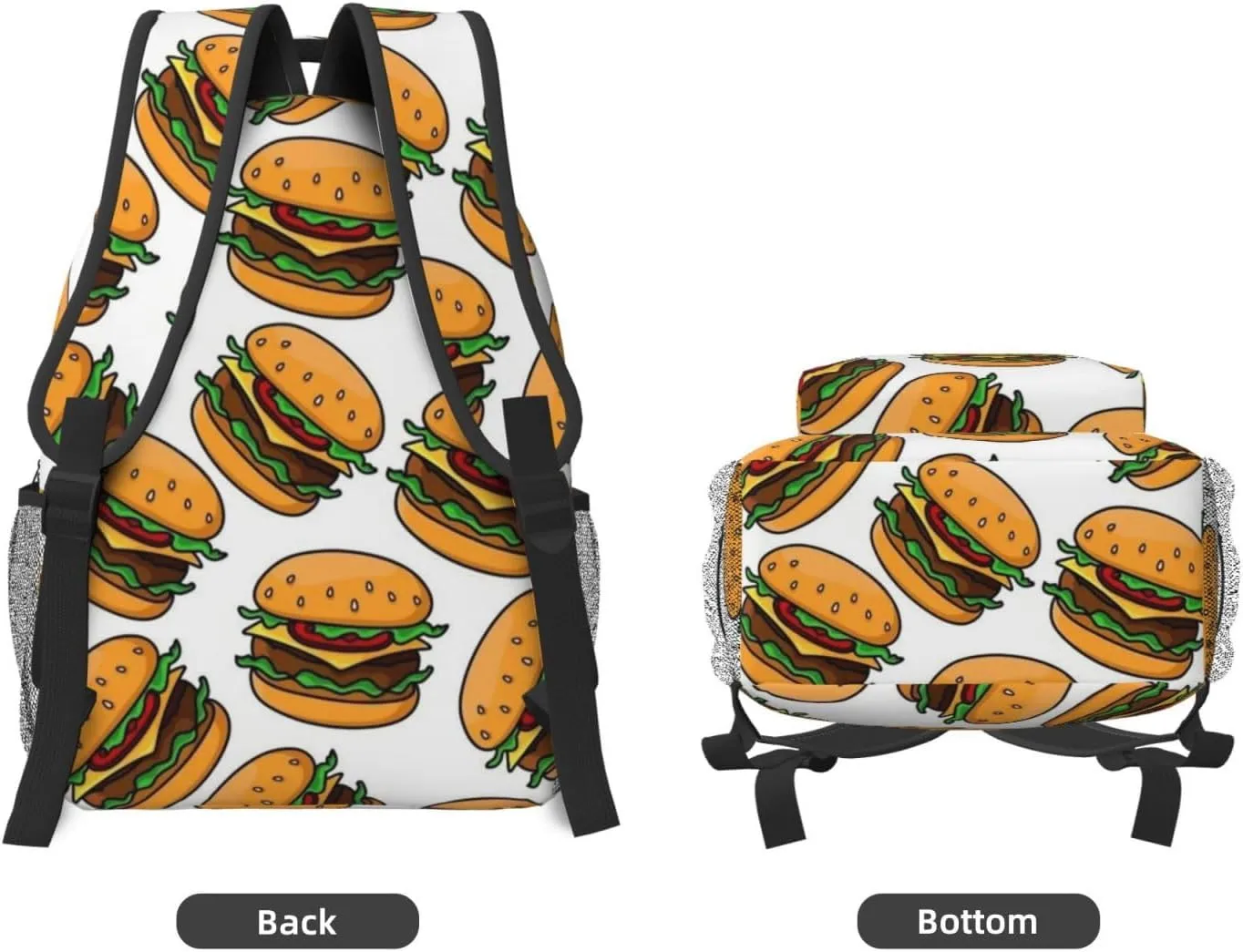 Cheeseburger Backpack Funny Food Laptop Bookbag Travel Daypack Lightweight Durable Bag For Women Men