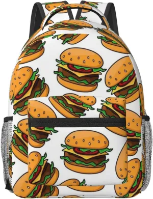 Cheeseburger Backpack Funny Food Laptop Bookbag Travel Daypack Lightweight Durable Bag For Women Men