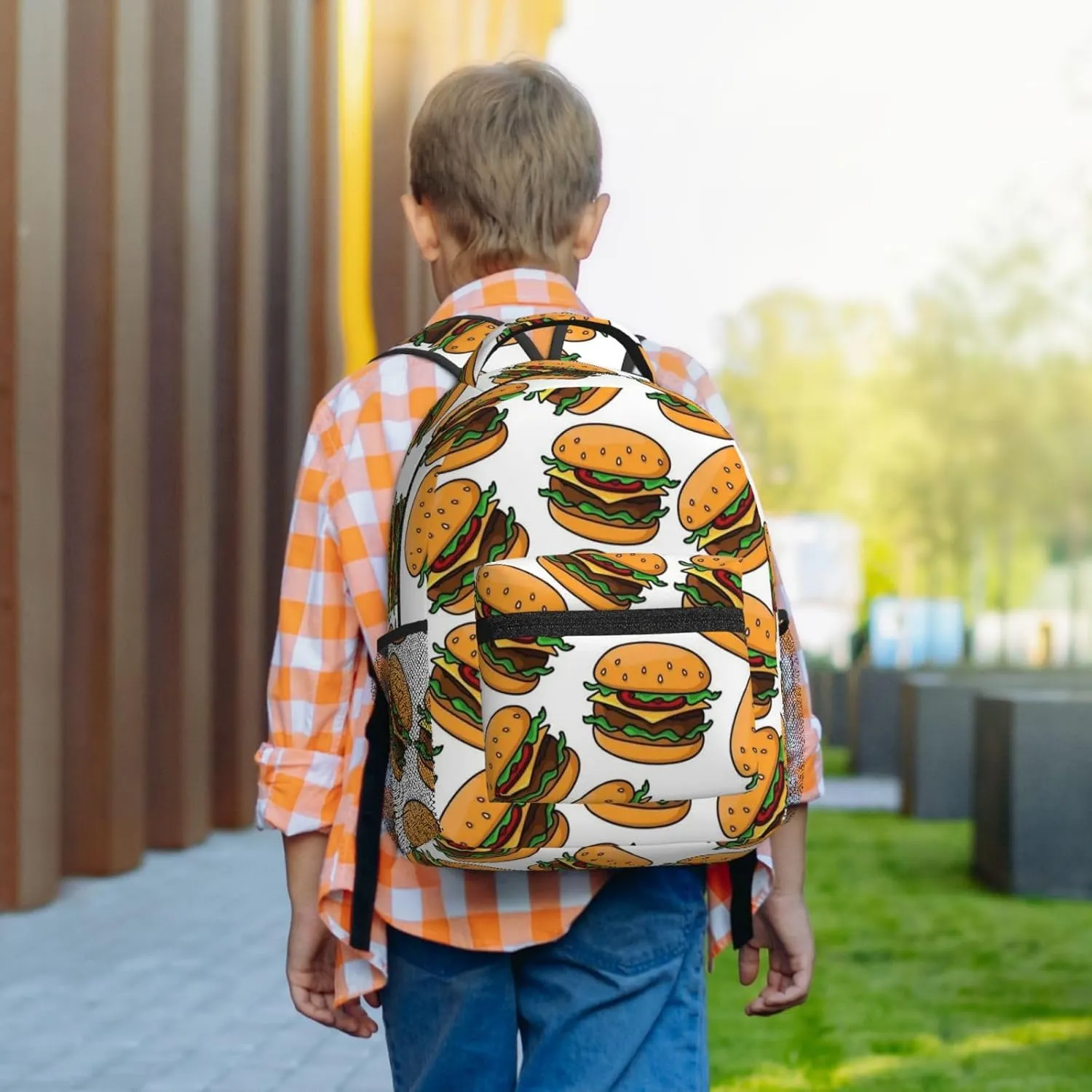 Cheeseburger Backpack Funny Food Laptop Bookbag Travel Daypack Lightweight Durable Bag For Women Men