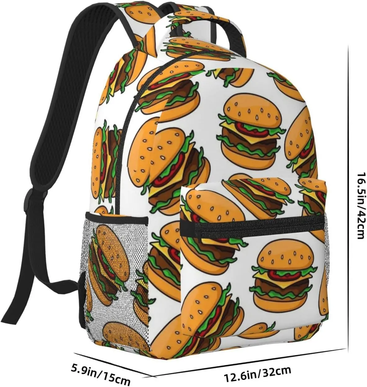 Cheeseburger Backpack Funny Food Laptop Bookbag Travel Daypack Lightweight Durable Bag For Women Men
