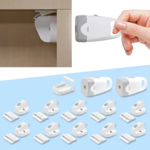 Child Magnetic Cabinet Locks (10 Locks and 2 Keys) -Baby Proofing Cabinet Latch Locks with Lighting Function, Fit Most Cabinets and Drawers (10 2)