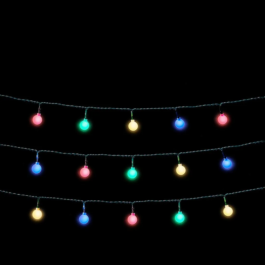 Christmas Festive Outdoor Rechargeable Solar 50 LED Multi-coloured Ball Lights