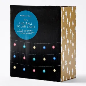 Christmas Festive Outdoor Rechargeable Solar 50 LED Multi-coloured Ball Lights