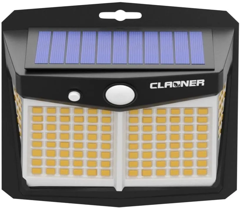CLAONER Solar Lights Outdoor, [128 LED/4 Packs] Solar Motion Sensor Lights 3 Working Modes Outdoor Lights with 270° Wide Angle Wireless IP65 Waterproof Solar Security Light for Fence Patio, Warm White