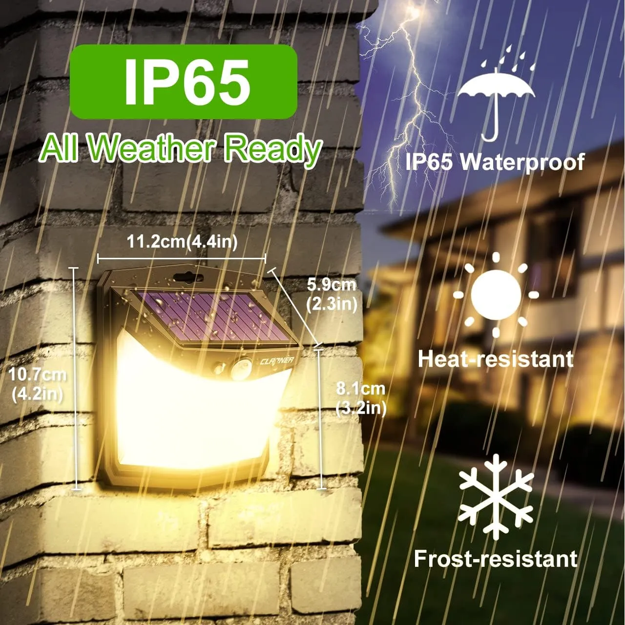 CLAONER Solar Lights Outdoor, [128 LED/4 Packs] Solar Motion Sensor Lights 3 Working Modes Outdoor Lights with 270° Wide Angle Wireless IP65 Waterproof Solar Security Light for Fence Patio, Warm White