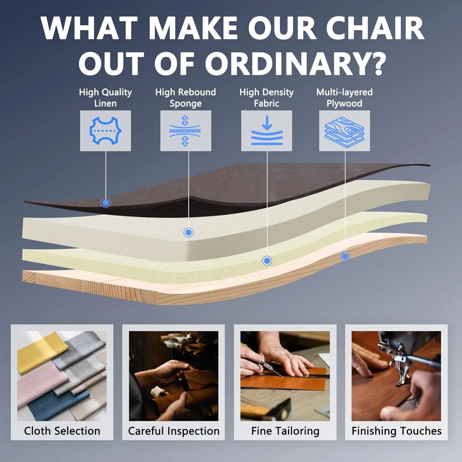 CLATINA Brown Cloth Office Chair Fabric Covered Desk Chair, Adjustable Height Swivel Chairs Ergonomic Executive Chair with Arms and Wheels Comfortable Upholstered, 350 LBS