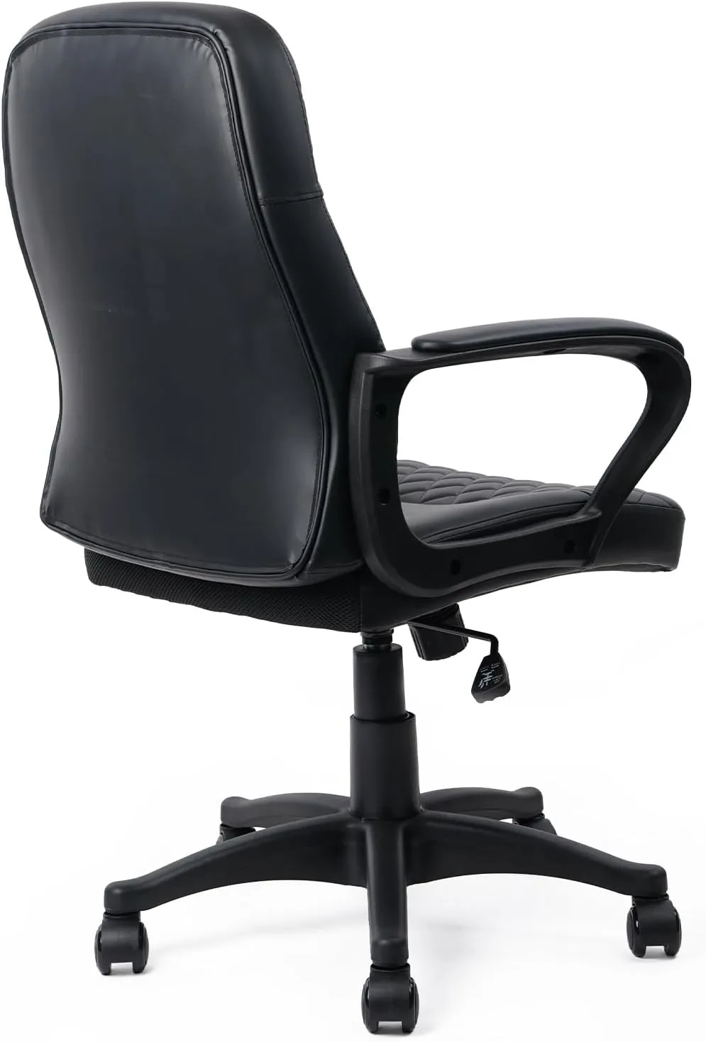 CLATINA Office Chair - Mid Back Leather Computer Desk Chairs with Wheels, Ergonomic Executive Swivel Stool with Lumbar Support, Armrest for Home Office, Black