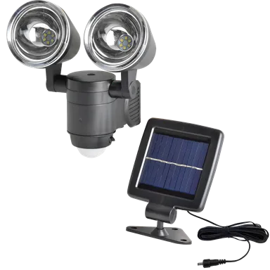 Click Dual Head Motion Sensor LED Solar Security Light Waterproof - Black