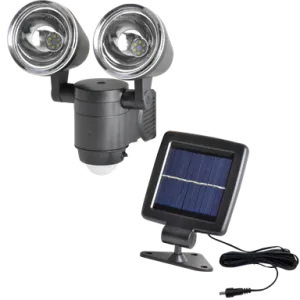 Click Dual Head Motion Sensor LED Solar Security Light Waterproof - Black