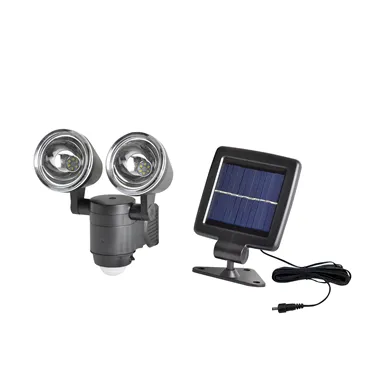 Click Dual Head Motion Sensor LED Solar Security Light Waterproof - Black