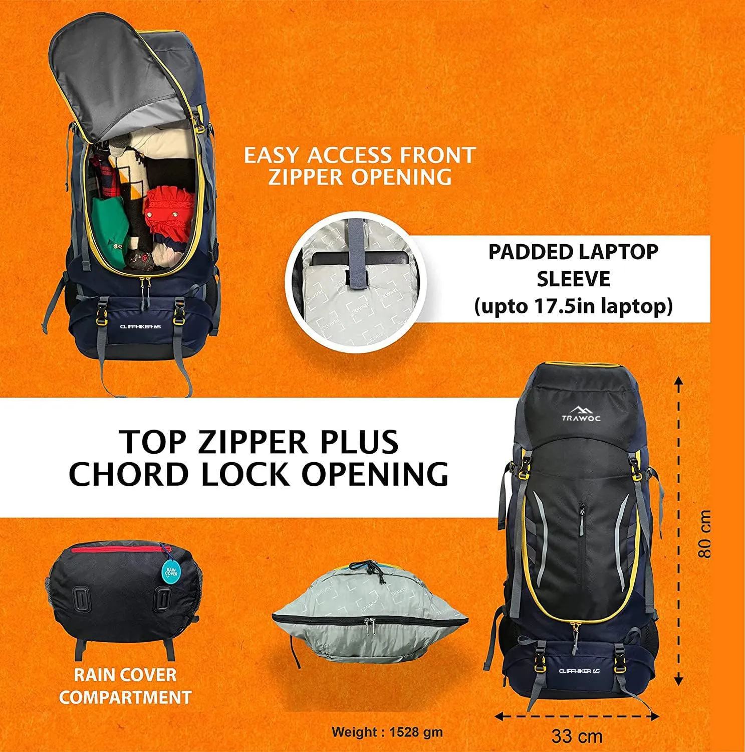 CLIFFHIKER-65 Rucksack - Black
