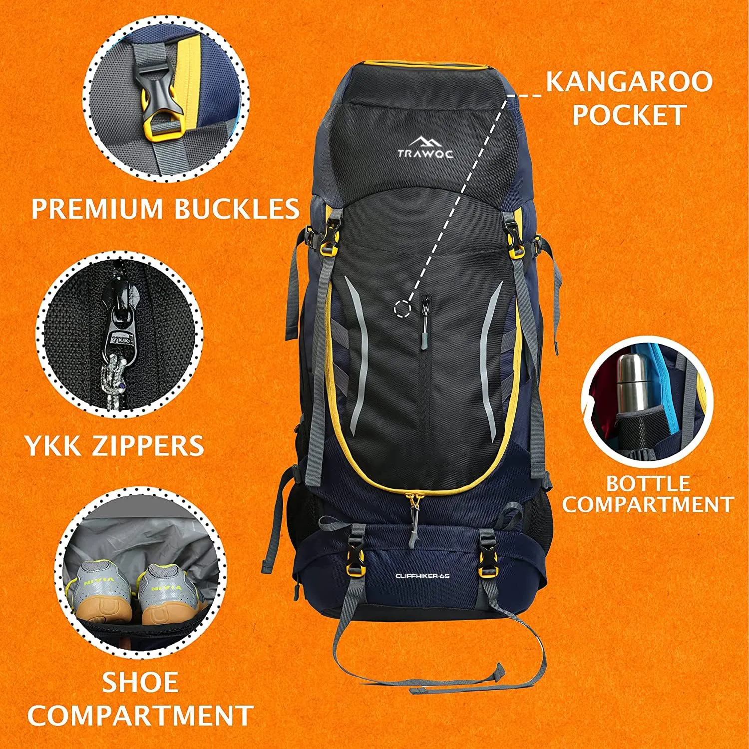 CLIFFHIKER-65 Rucksack - Black