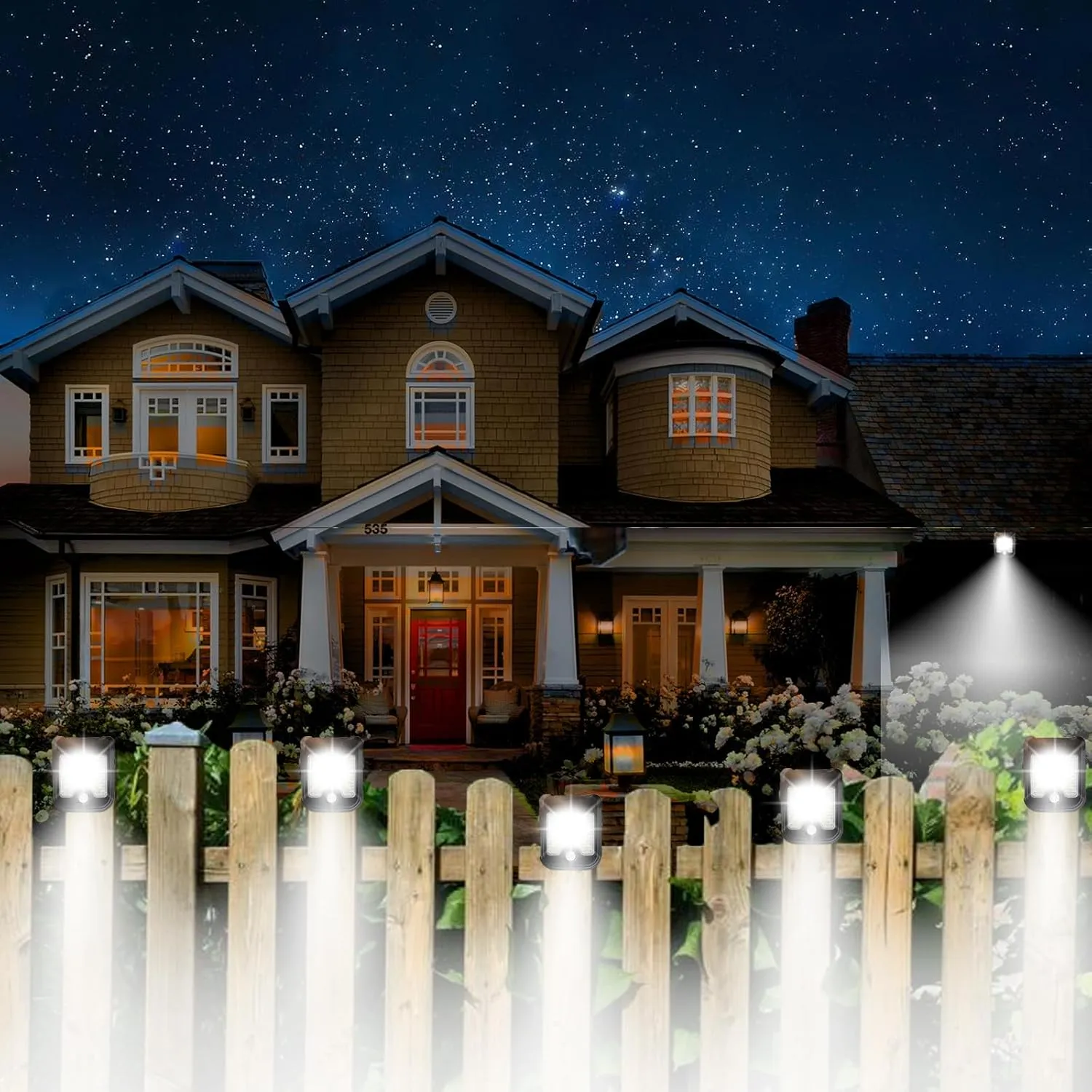 Clip on Solar Lights Outdoor, Mini Clip on Fence Solar Lights with 4 Lighting Modes, Waterproof Motion Sensor Light for Chain Link Fence Camping Garage Gutter