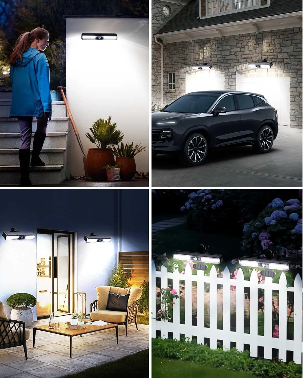 Clip on Solar Motion Sensor Lights Outdoor Waterproof with 36 LEDs, 6000K, 2 Pack Solar Powered Fence Lights for Outside Chain Link Fence Garage Gutter Camping (Cool White)