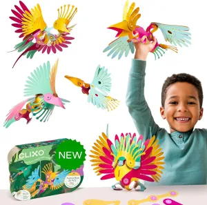 Clixo Tropical Birds Pack - Magnetic STEAM Building Toy Set with Custom Wing-Flapping Mechanism for Creative Play, Ages 6 