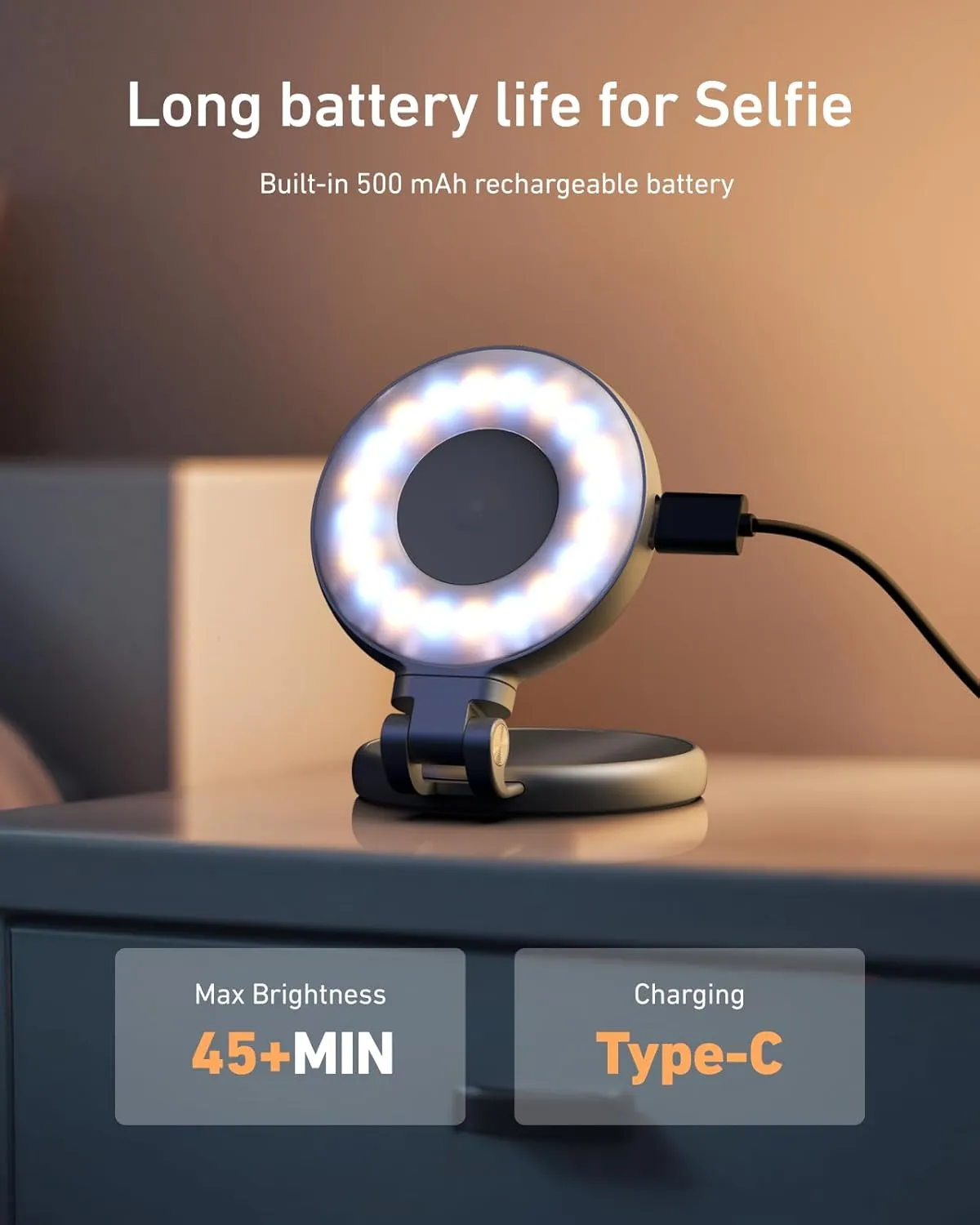 CO3 Magnetic Selfie Ring Light with Mirror, 3 Color and Adjustable Height by Telesin