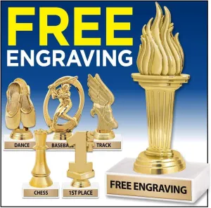 Coach Whistle Trophy, 5.75" Gold Award On White Marble Base - Add Your Own Engraving Prime
