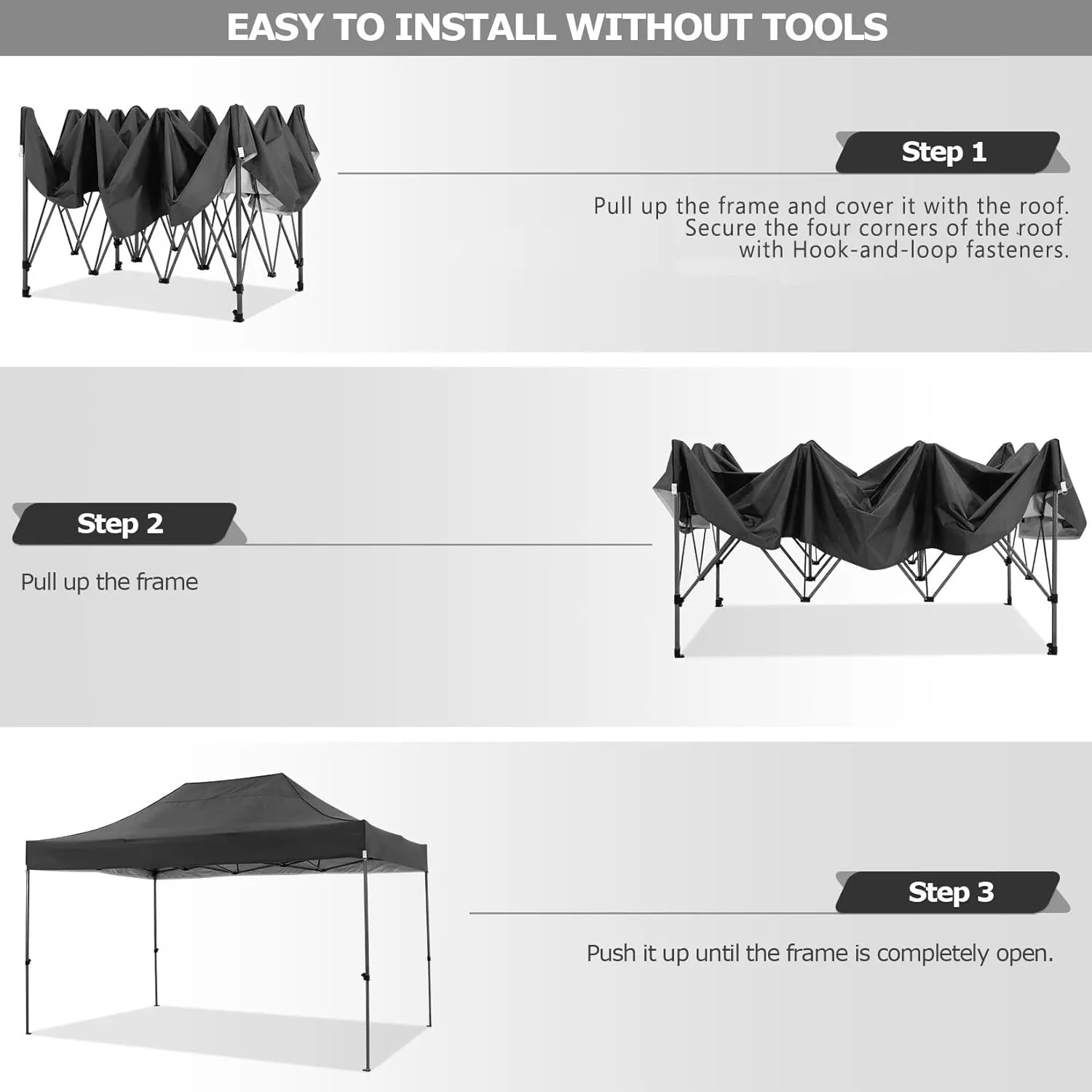 COBIZI 10x15 Pop Up Canopy with 4 Sidewall,Heavy Duty Canopy UPF 50  All Season Wind Waterproof Commercial Outdoor Wedding Party Tents for Parties Gazebo with Carry Bag(10 x 15 ft Black)