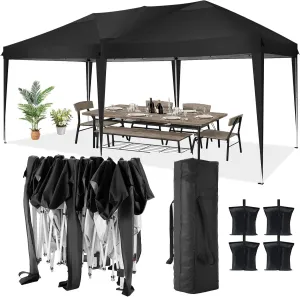 COBIZI Canopy 10x20 Pop Up Canopy Tent Party Tents for Parties Weddings Backyard Waterproof Canopy Outdoor Commercial Instant Canopy Event Tent with Stakes, Ropes,Sandbags, Black