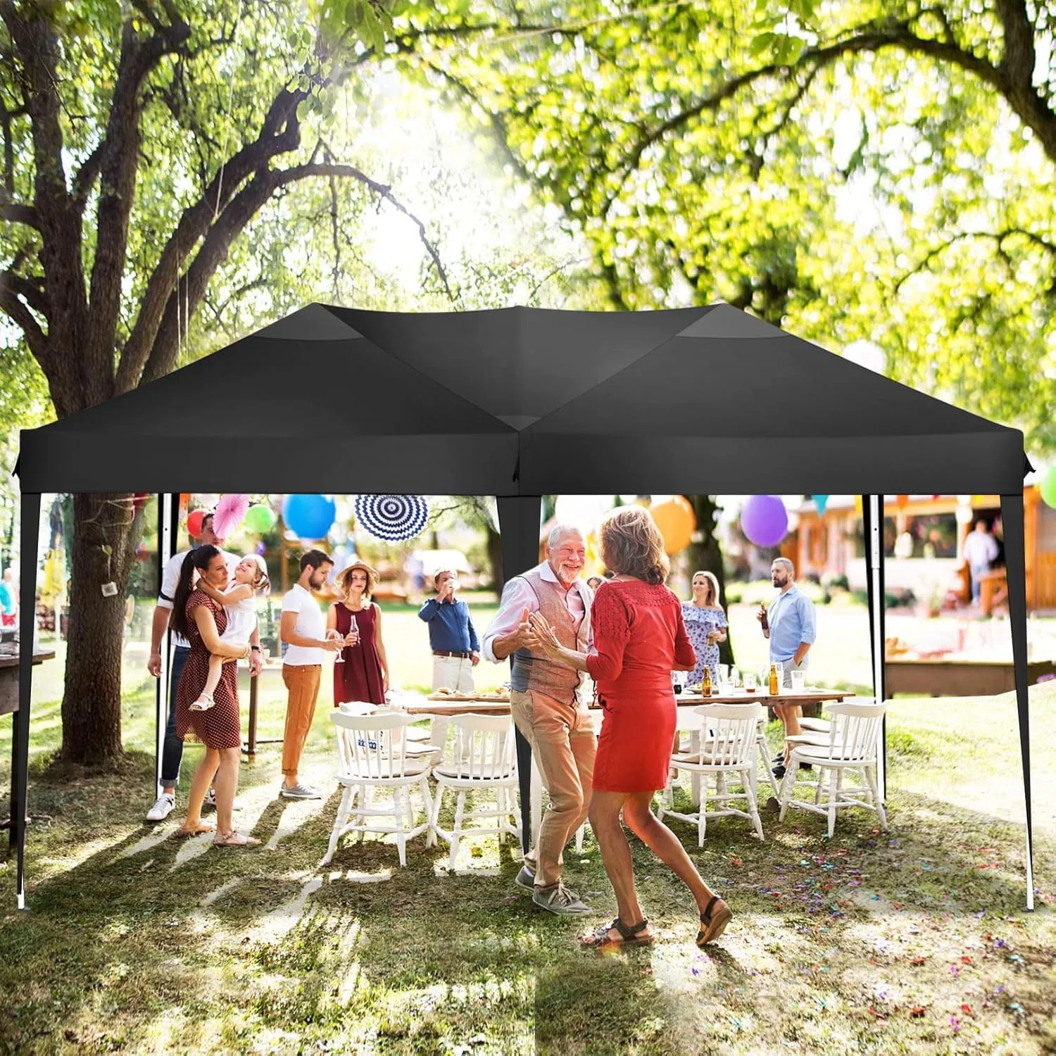 COBIZI Canopy 10x20 Pop Up Canopy Tent Party Tents for Parties Weddings Backyard Waterproof Canopy Outdoor Commercial Instant Canopy Event Tent with Stakes, Ropes,Sandbags, Black