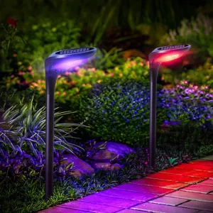 Color Solar Pathway Lights, 4-Pack Color Changing Solar Lights Outdoor Waterproof for Easter Halloween Christmas LED Garden Landscape Light Solar Powered for Yard Path Patio Driveway Lawn