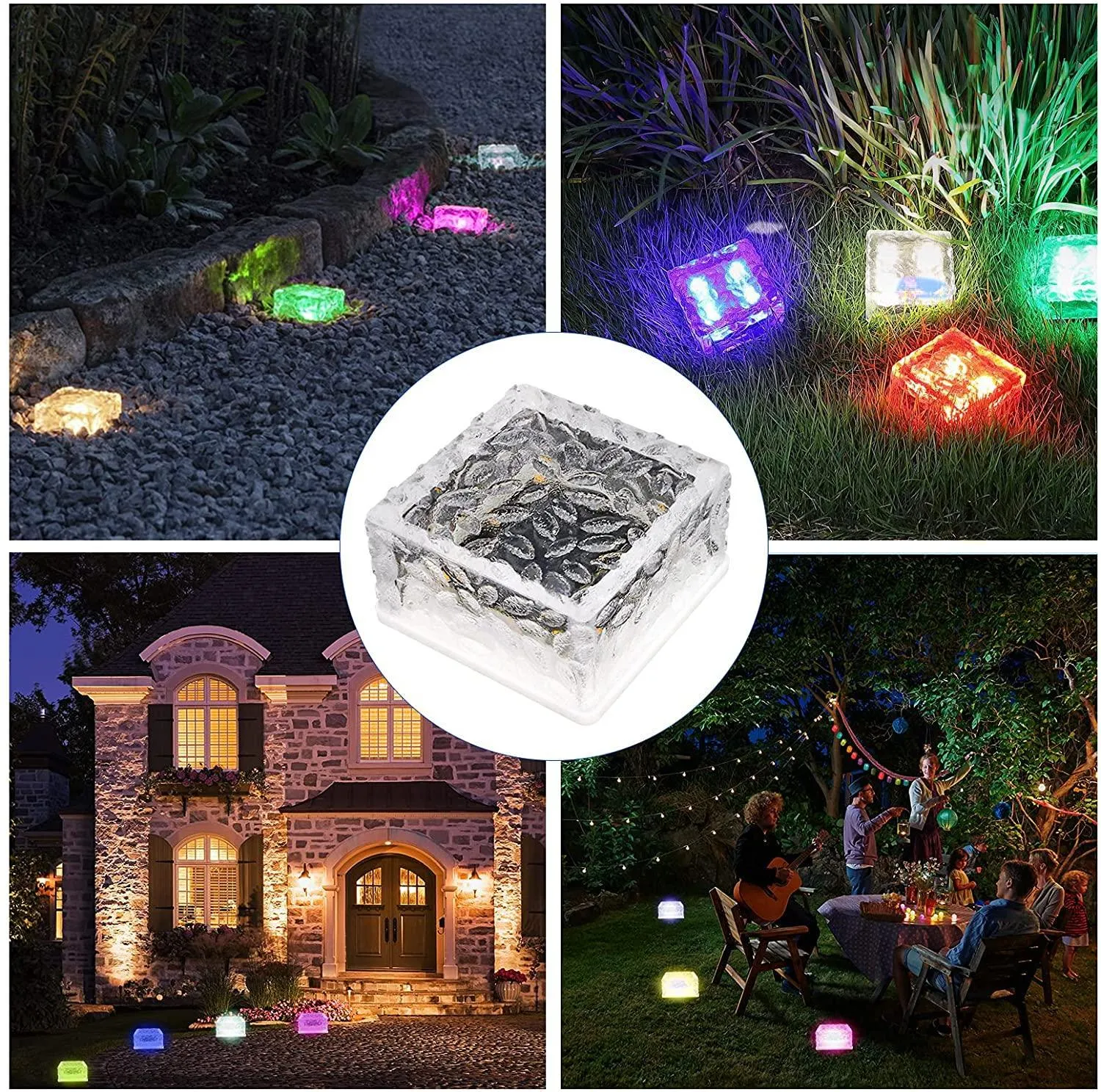 Colorful Solar Glass Brick Light and 12 Key Remote