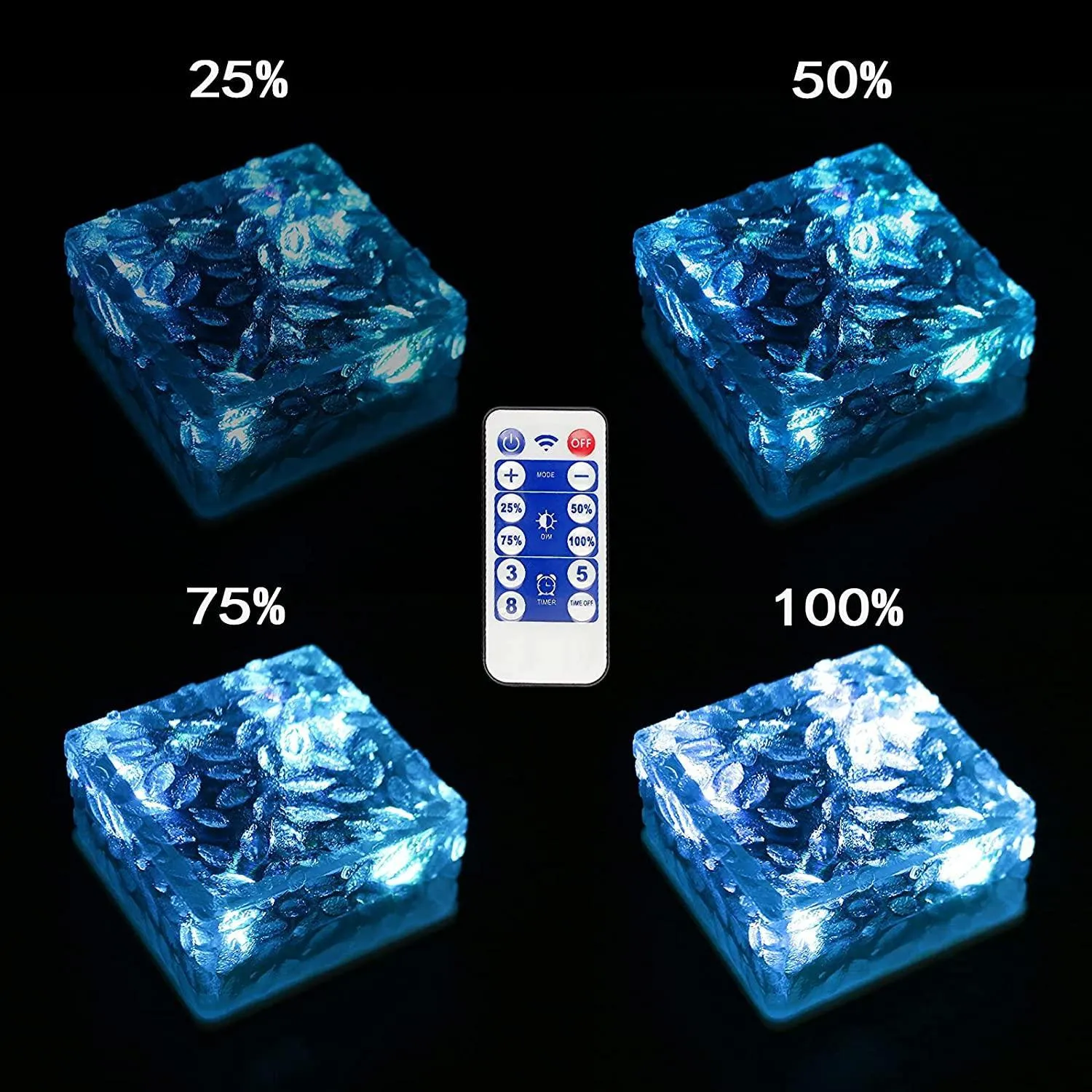 Colorful Solar Glass Brick Light and 12 Key Remote