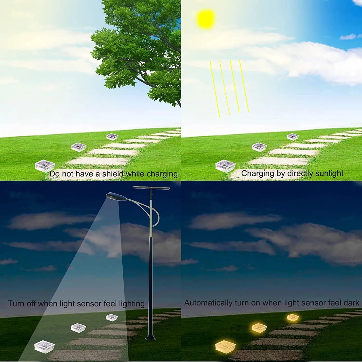 Colorful Solar Glass Brick Light and 12 Key Remote