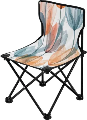 Colorful Tulips Portable Outdoor Folding Chair Anti-Slip Padded Oxford Cloth Stool Camping Chair Small for Beach Hiking Fishing Gardening Quad Camp Chair