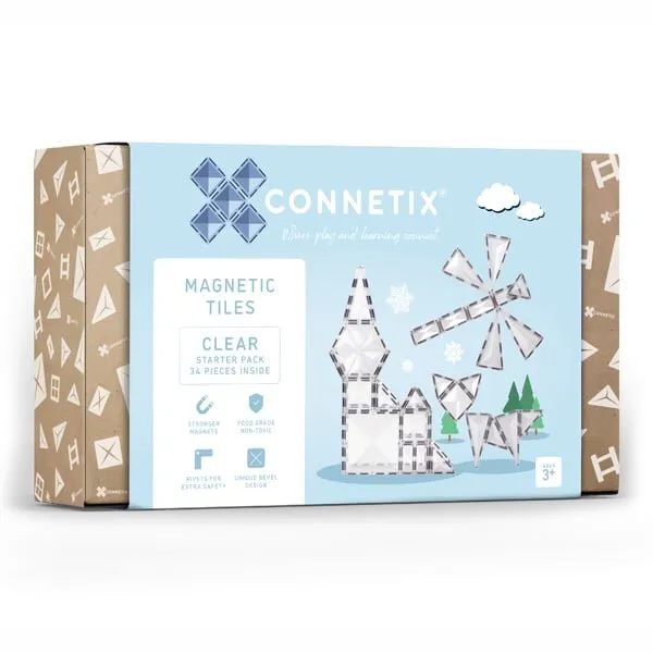 CONNETIX TILES - CLEAR STARTER PACK: 34PC