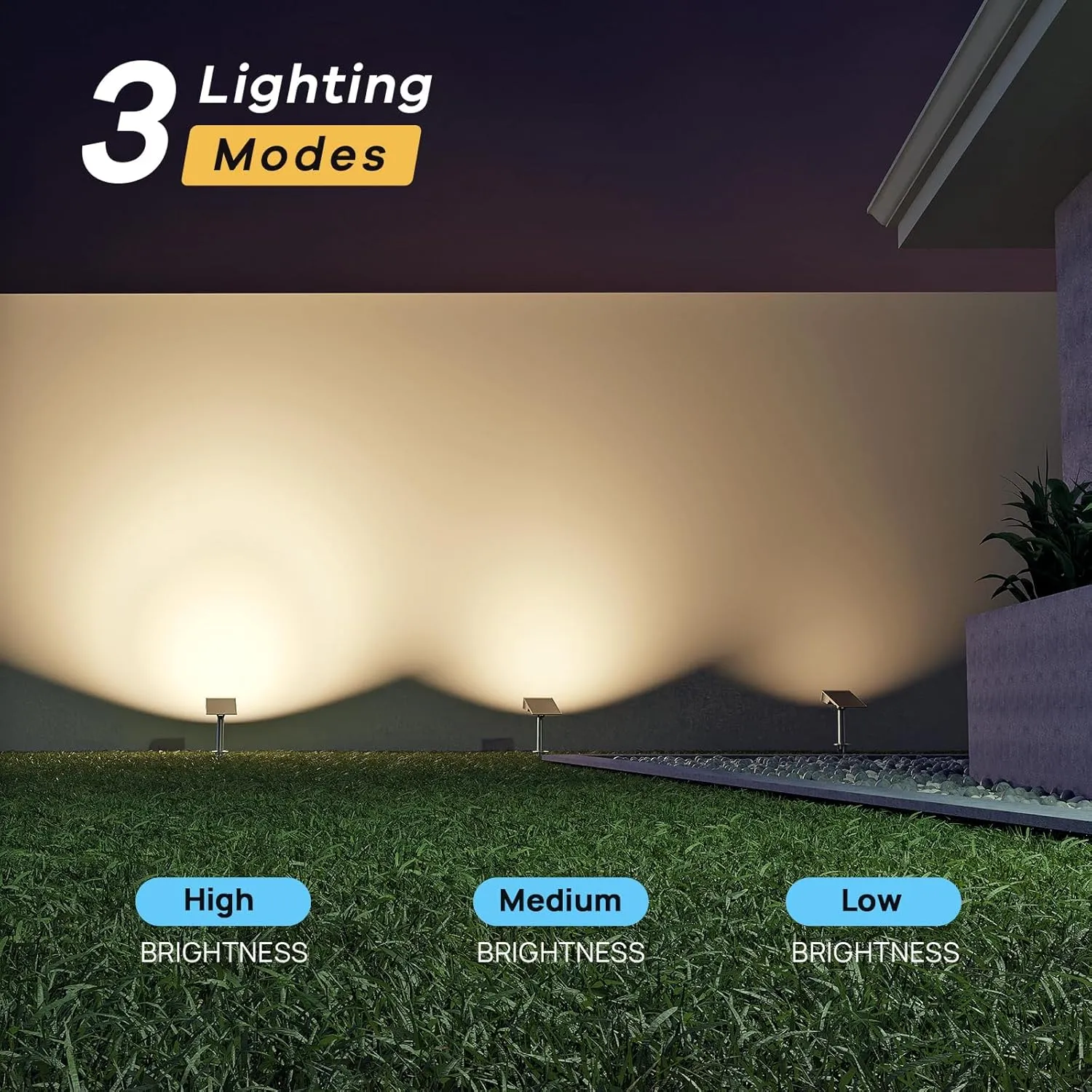 Consciot Solar Spot Lights, Outdoor 3000K Warm White, IP65 Waterproof, Landscape Lights for Yard & Tree House, 4 Pack
