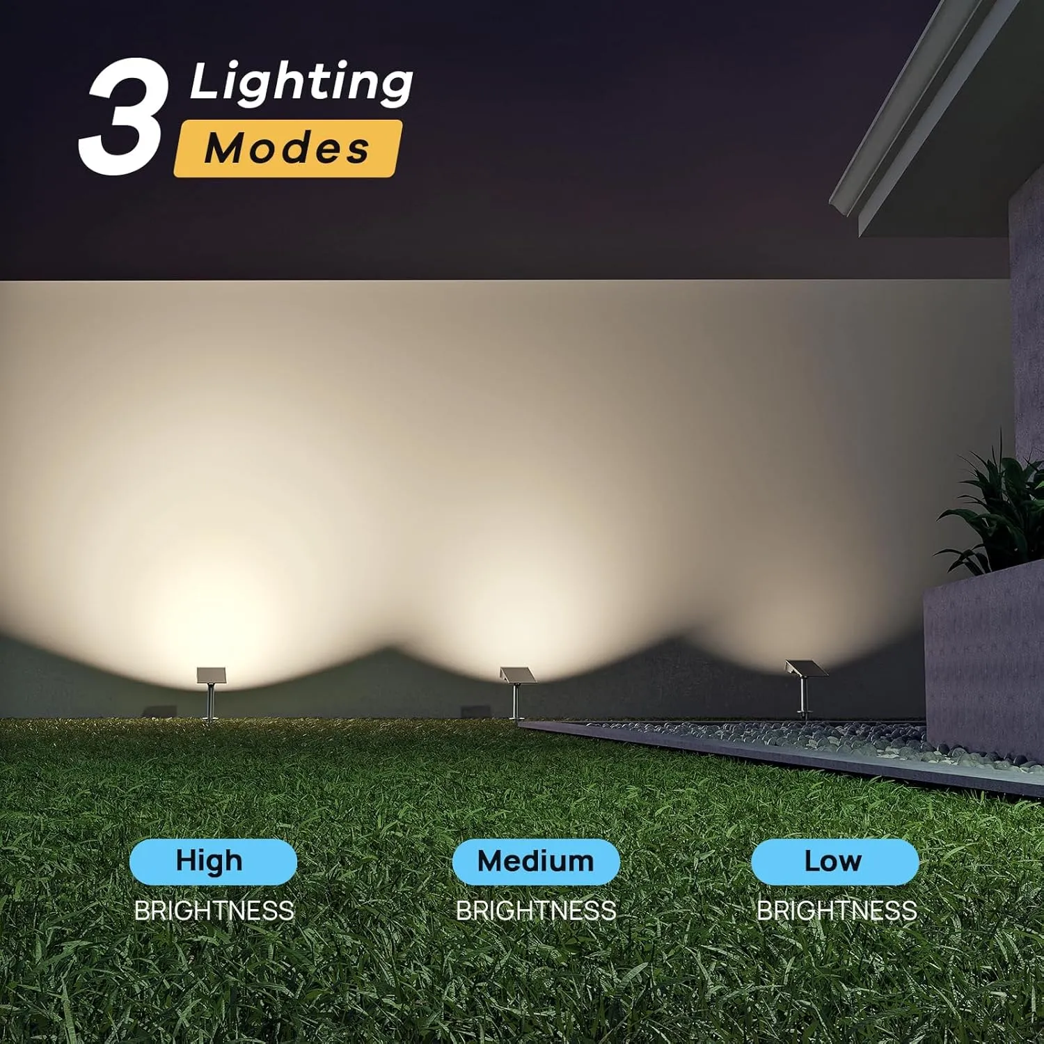Consciot Solar Spot Lights Outdoor, Landscape Lighting Solar 6500K Daylight, Solar Spotlights Outdoor IP65 Waterproof, Solar Garden Lights for Yard Tree House,4 Pac