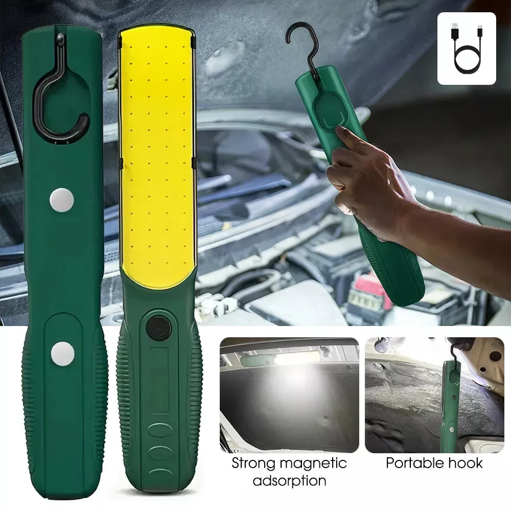 Cordless COB Inspection Torch Lamp Rechargeable LED Magnetic Work Light Green