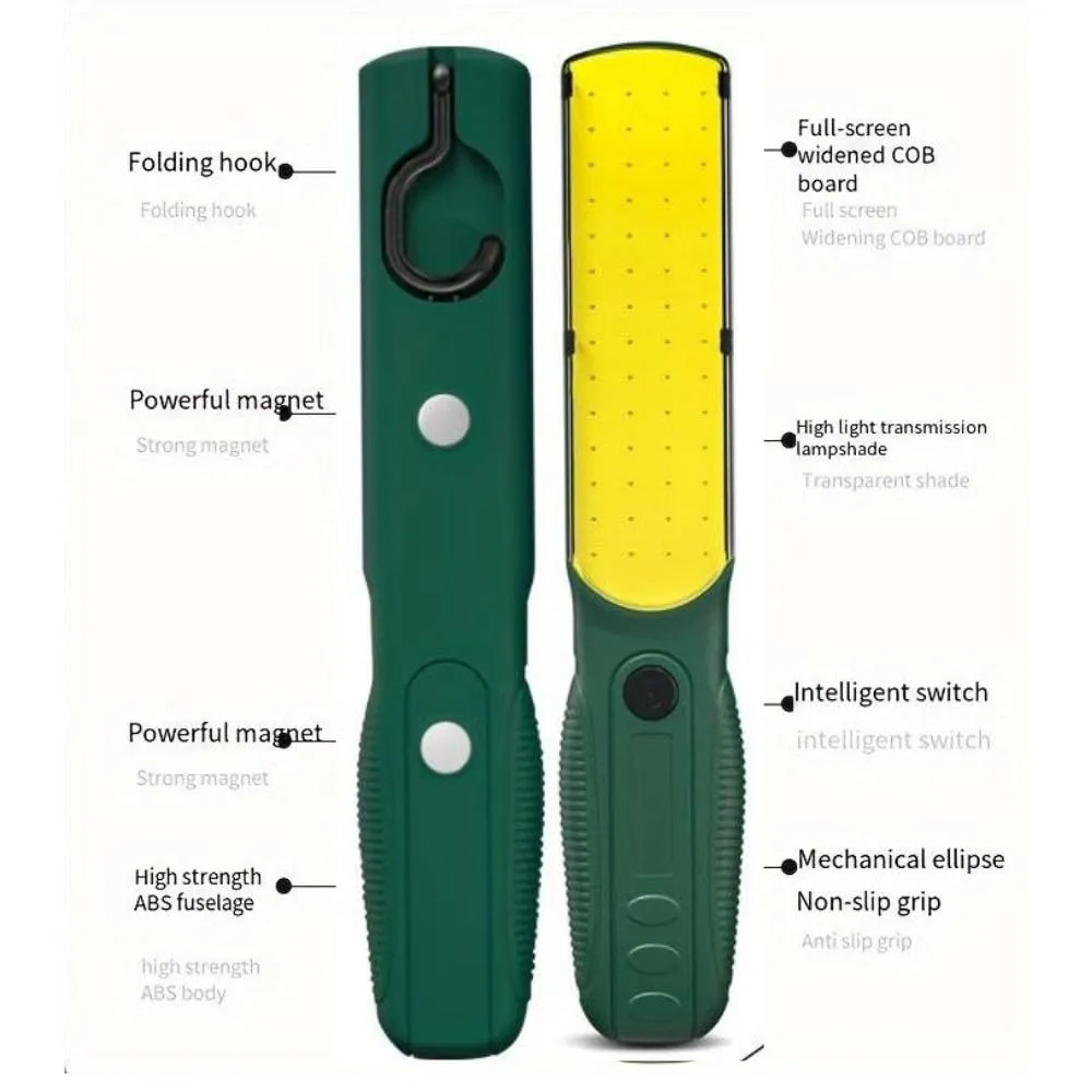 Cordless COB Inspection Torch Lamp Rechargeable LED Magnetic Work Light Green