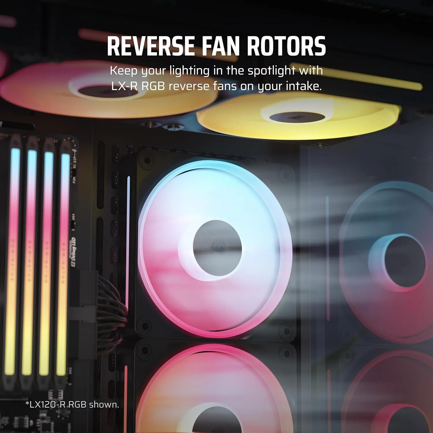 CORSAIR iCUE Link LX140-R RGB 140mm PWM Reverse Fan – Single Fan – Low-Noise, Magnetic Dome Bearing, Dual Light Loops, CORSAIR QuikTurn Screws, Zero RPM Mode – Black
